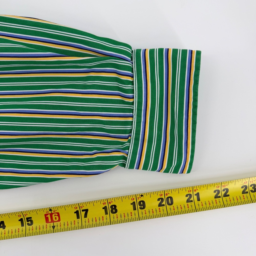 Polo Ralph Lauren Mens XL Classic Fit Striped Cotton Button Down Shirt Green - Picture 6 of 8